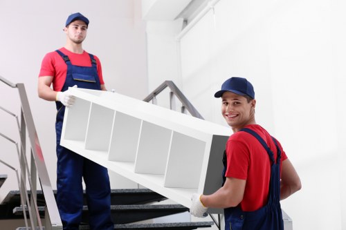 Office relocation items prepared for van transport in Uxbridge