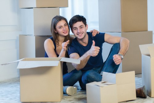 Professional man and van service handling a residential move