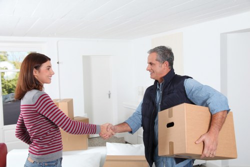 Packed boxes and furniture ready for transport during an Uxbridge removal