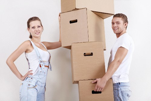 Local removal van loading furniture for a move in Uxbridge